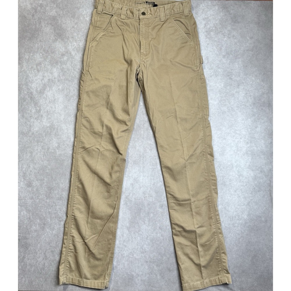 Carhartt Utility Work Pants Men's 32x35 Beige Relaxed Fit Twill Carpenter Cotton